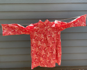 Red shirt on clothesline