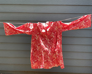 Red shirt on clothesline